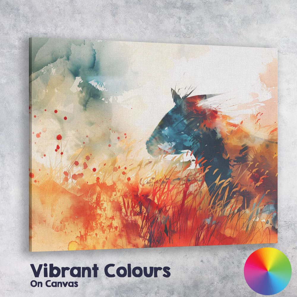 Abstract Watercolour Black Cat Meadow Portrait Canvas Wall Art Print Decor Picture Ready to Hang