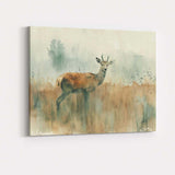 Soft Watercolour Woodland Deer Wildlife Landscape Canvas Wall Art Print Decor Picture Ready to Hang