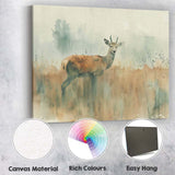 Soft Watercolour Woodland Deer Wildlife Landscape Canvas Wall Art Print Decor Picture Ready to Hang