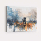 Contemporary Watercolour Highland Cow Abstract Landscape Canvas Wall Art Print Decor Picture Ready to Hang