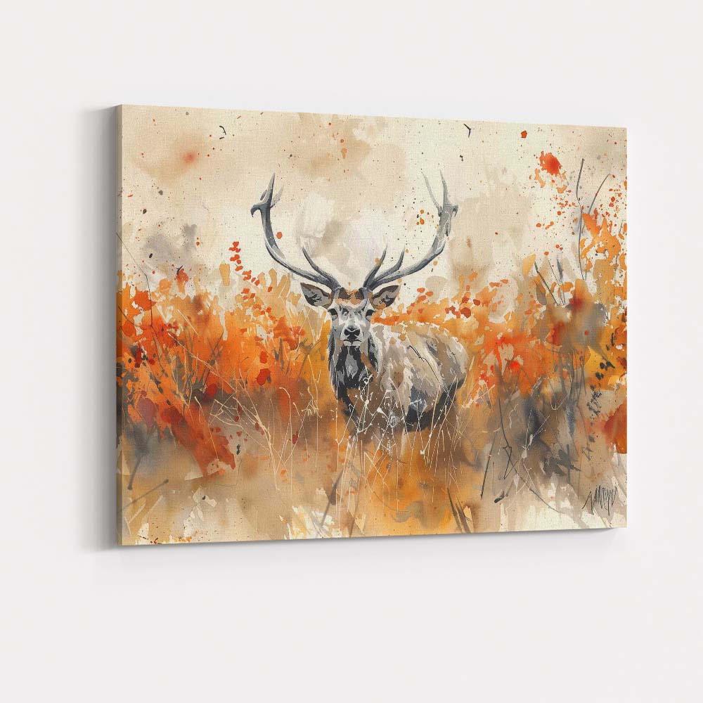 Autumn Watercolour Red Deer Forest Wildlife Canvas Wall Art Print Decor Picture Ready to Hang