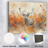 Autumn Watercolour Red Deer Forest Wildlife Canvas Wall Art Print Decor Picture Ready to Hang