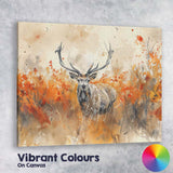 Autumn Watercolour Red Deer Forest Wildlife Canvas Wall Art Print Decor Picture Ready to Hang