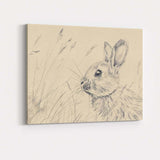 Delicate Rabbit Pencil Sketch Meadow Wildlife Canvas Wall Art Print Decor Picture Ready to Hang