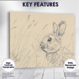 Delicate Rabbit Pencil Sketch Meadow Wildlife Canvas Wall Art Print Decor Picture Ready to Hang