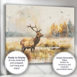 Golden Watercolour Red Deer Woodland Landscape Canvas Wall Art Print Decor Picture Ready to Hang