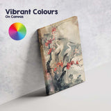 Japanese Cherry Blossom Cranes Oriental Nature Painting Canvas Wall Art Print Decor Picture Ready to Hang