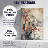 Japanese Cherry Blossom Cranes Oriental Nature Painting Canvas Wall Art Print Decor Picture Ready to Hang