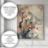 Japanese Cherry Blossom Cranes Oriental Nature Painting Canvas Wall Art Print Decor Picture Ready to Hang