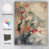 Japanese Cherry Blossom Cranes Oriental Nature Painting Canvas Wall Art Print Decor Picture Ready to Hang