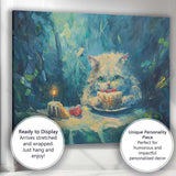 Dreamy White Kitten Birthday Cake Fantasy Painting Canvas Wall Art Print Decor Picture Ready to Hang