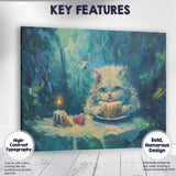 Dreamy White Kitten Birthday Cake Fantasy Painting Canvas Wall Art Print Decor Picture Ready to Hang