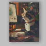 Smart Tuxedo Cat Wearing Glasses Home Office Canvas Wall Art Print Decor Picture Ready to Hang