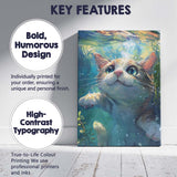 Cute Curious Kitten Underwater Close Up Painting Canvas Wall Art Print Decor Picture Ready to Hang