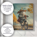Autumn Cat Riding Bicycle Countryside Portrait Canvas Wall Art Print Decor Picture Ready to Hang