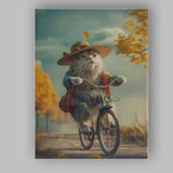 Autumn Cat Riding Bicycle Countryside Portrait Canvas Wall Art Print Decor Picture Ready to Hang