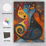 Colourful Abstract Love Cats Modern Cubist Painting Canvas Wall Art Print Decor Picture Ready to Hang