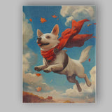 Happy Flying White Dog Autumn Sky Fantasy Canvas Wall Art Print Decor Picture Ready to Hang