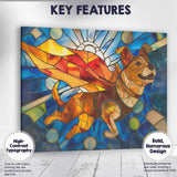 Stained Glass Flying Dog Blue Sky Fantasy Canvas Wall Art Print Decor Picture Ready to Hang