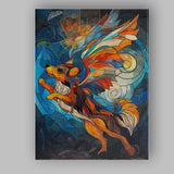 Stained Glass Fantasy Fox Colourful Winged Animal Canvas Wall Art Print Decor Picture Ready to Hang
