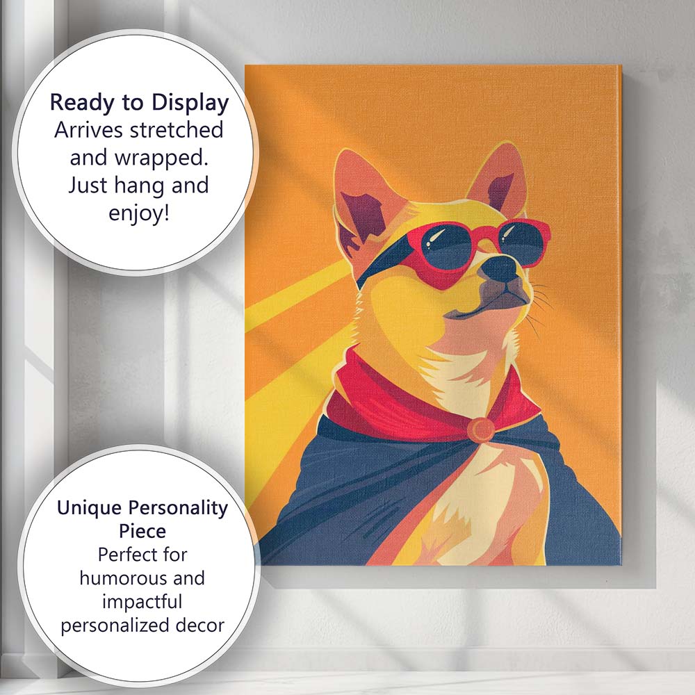 Cool Chihuahua Superhero Sunglasses Pop Art Portrait Canvas Wall Art Print Decor Picture Ready to Hang