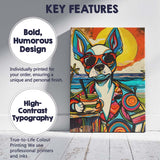 Colourful Pop Art Chihuahua Beach Cocktail Sunset Canvas Wall Art Print Decor Picture Ready to Hang