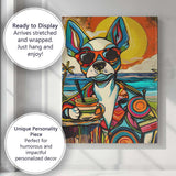 Colourful Pop Art Chihuahua Beach Cocktail Sunset Canvas Wall Art Print Decor Picture Ready to Hang