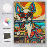 Colourful Pop Art Chihuahua Beach Cocktail Sunset Canvas Wall Art Print Decor Picture Ready to Hang