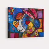Abstract Cubist Cat Colourful Heart Modern Art Canvas Wall Art Print Decor Picture Ready to Hang