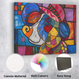 Abstract Cubist Cat Colourful Heart Modern Art Canvas Wall Art Print Decor Picture Ready to Hang