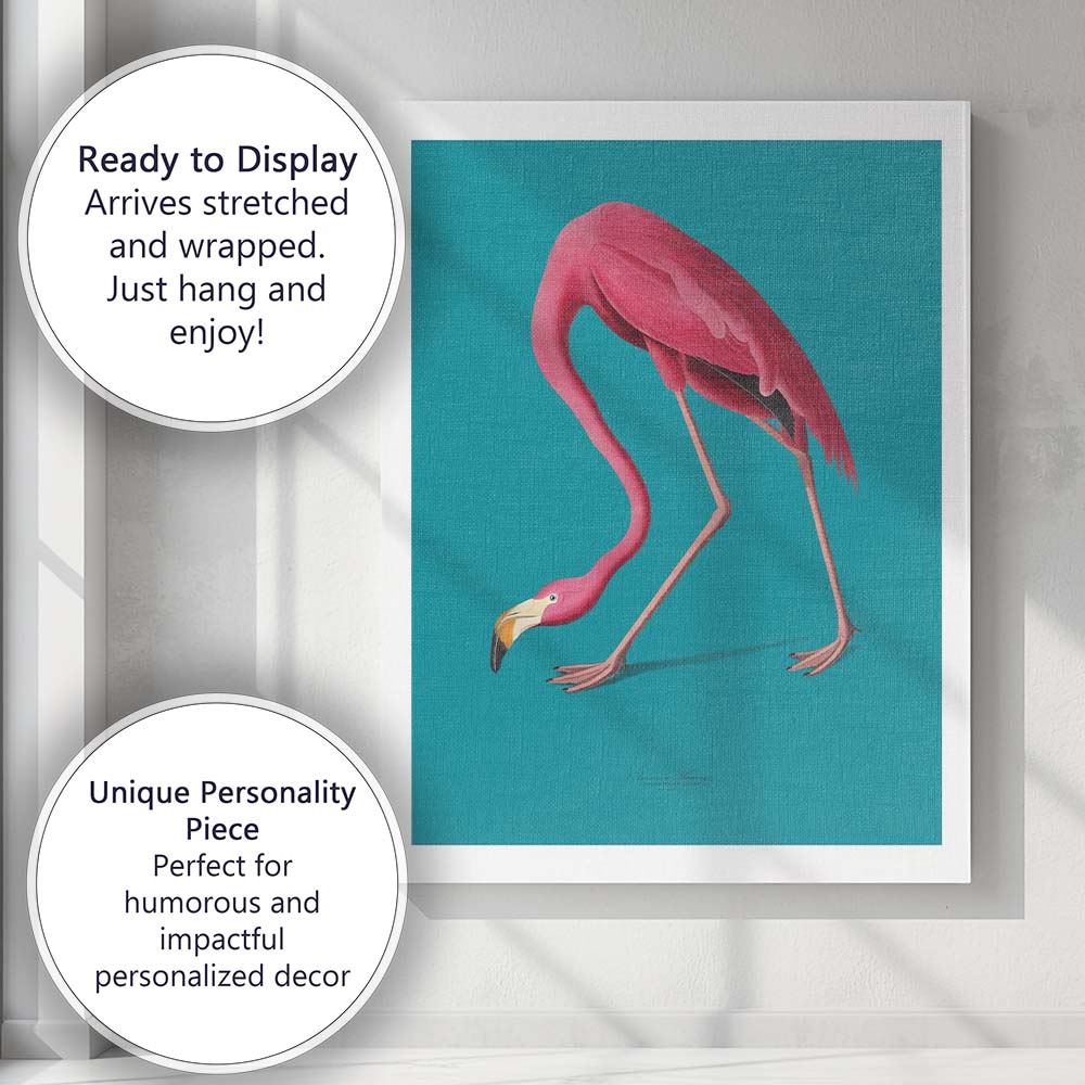 Minimalist Pink Flamingo Tropical Bird Illustration Canvas Wall Art Print Decor Picture Ready to Hang