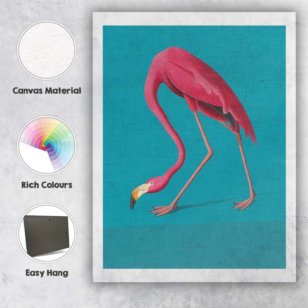 Minimalist Pink Flamingo Tropical Bird Illustration Canvas Wall Art Print Decor Picture Ready to Hang