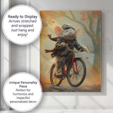 Happy Mouse Riding Bicycle Autumn Forest Fantasy Canvas Wall Art Print Decor Picture Ready to Hang