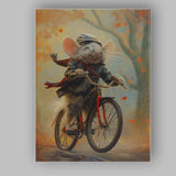 Happy Mouse Riding Bicycle Autumn Forest Fantasy Canvas Wall Art Print Decor Picture Ready to Hang
