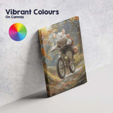 Cute White Mouse Mountain Bike Woodland Adventure Canvas Wall Art Print Decor Picture Ready to Hang