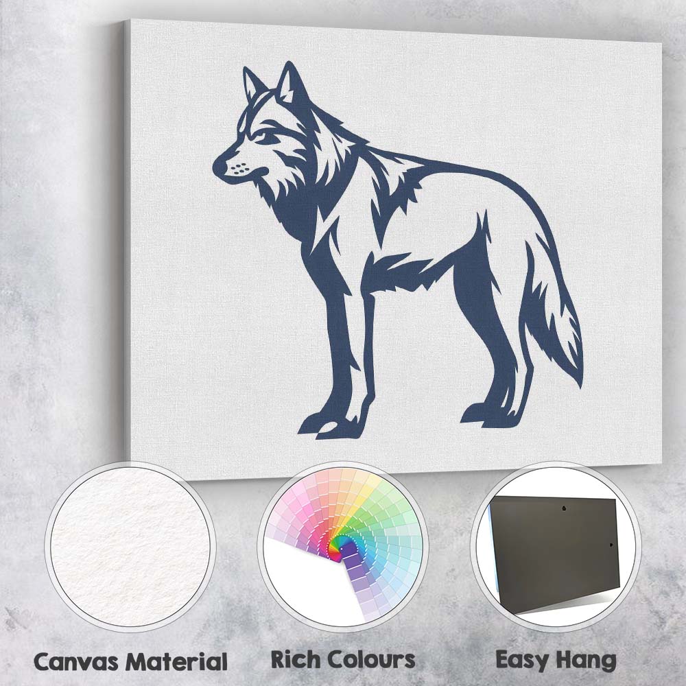 Arctic Wolf Wildlife Silhouette Graphic Canvas Wall Art Print Decor Picture Ready to Hang