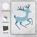 Cute Cartoon Running Deer Woodland Animal Canvas Wall Art Print Decor Picture Ready to Hang