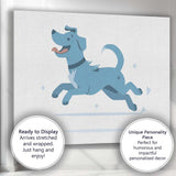 Happy Cartoon Jumping Dog Pet Illustration Canvas Wall Art Print Decor Picture Ready to Hang