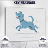 Happy Cartoon Jumping Dog Pet Illustration Canvas Wall Art Print Decor Picture Ready to Hang