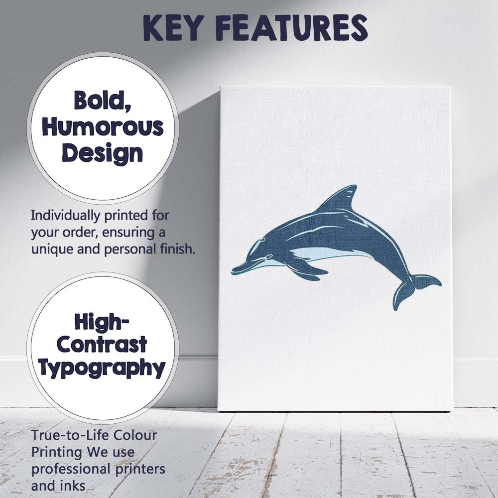 Graceful Dolphin Ocean Wildlife Illustration Canvas Wall Art Print Decor Picture Ready to Hang