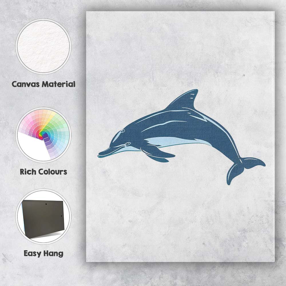 Graceful Dolphin Ocean Wildlife Illustration Canvas Wall Art Print Decor Picture Ready to Hang