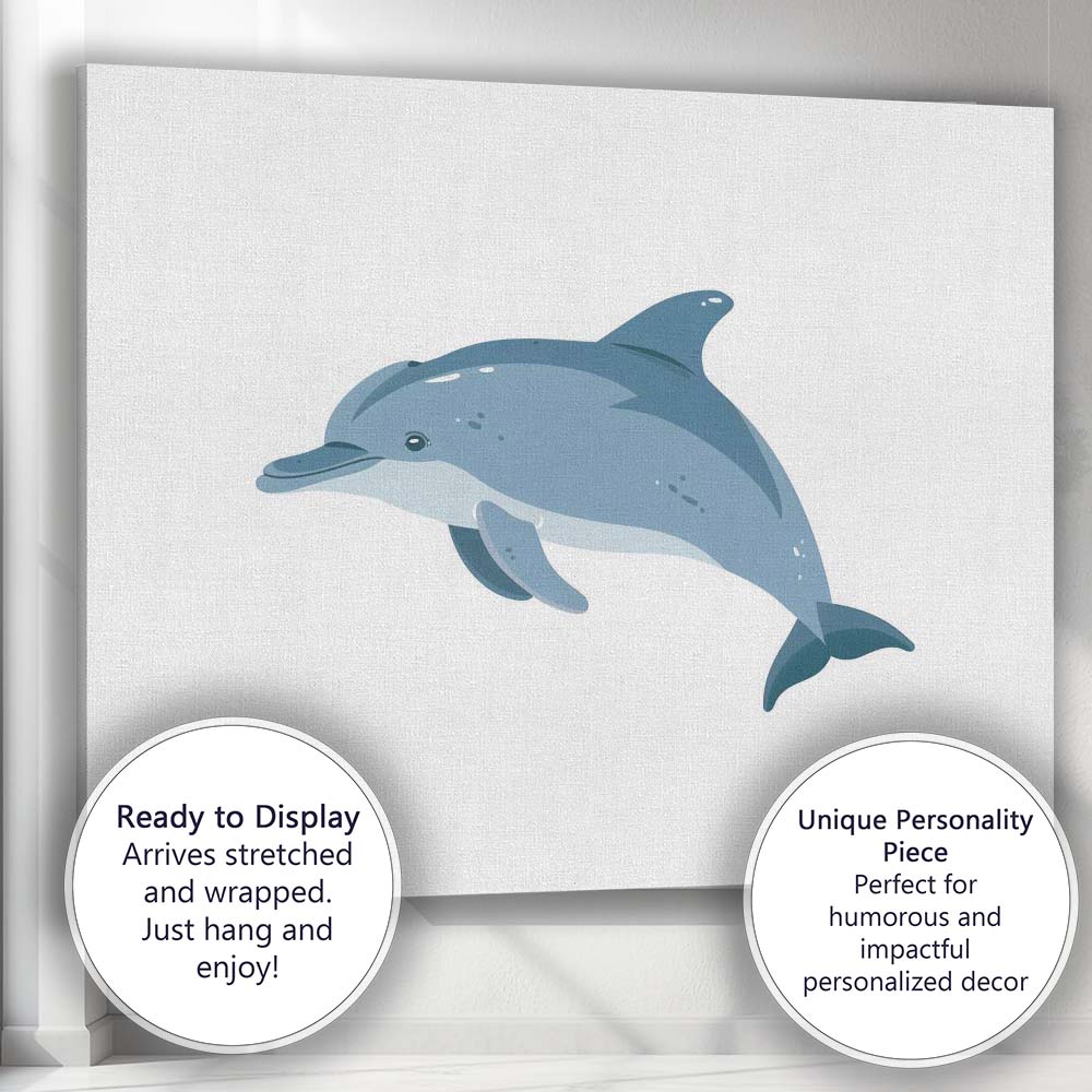 Graceful Bottlenose Dolphin Ocean Wildlife Illustration Canvas Wall Art Print Decor Picture Ready to Hang