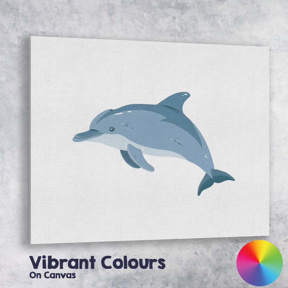 Graceful Bottlenose Dolphin Ocean Wildlife Illustration Canvas Wall Art Print Decor Picture Ready to Hang