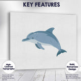 Graceful Bottlenose Dolphin Ocean Wildlife Illustration Canvas Wall Art Print Decor Picture Ready to Hang