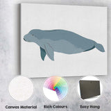 Minimalist Blue Whale Marine Mammal Illustration Canvas Wall Art Print Decor Picture Ready to Hang