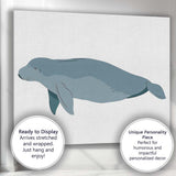 Minimalist Blue Whale Marine Mammal Illustration Canvas Wall Art Print Decor Picture Ready to Hang