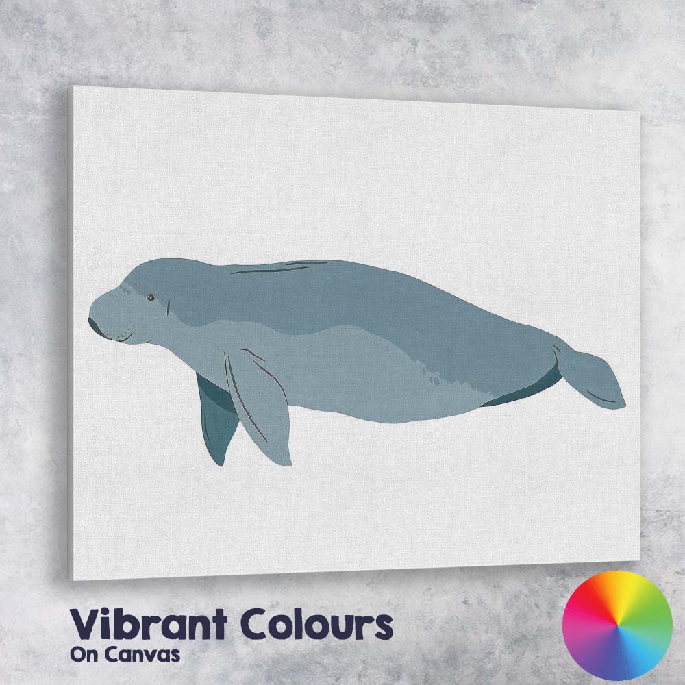 Minimalist Blue Whale Marine Mammal Illustration Canvas Wall Art Print Decor Picture Ready to Hang