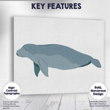 Minimalist Blue Whale Marine Mammal Illustration Canvas Wall Art Print Decor Picture Ready to Hang