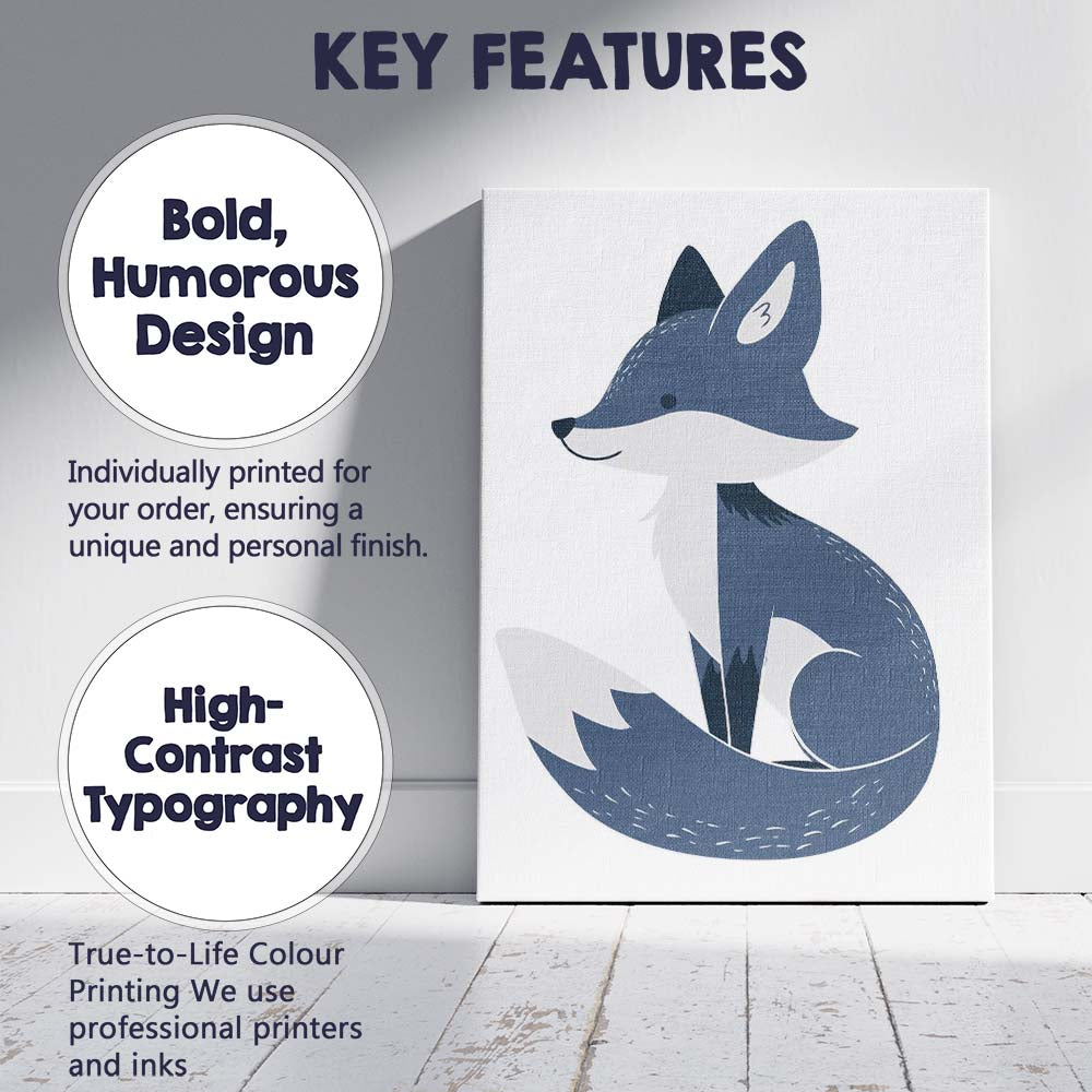 Cute Sitting Fox Woodland Animal Illustration Canvas Wall Art Print Decor Picture Ready to Hang