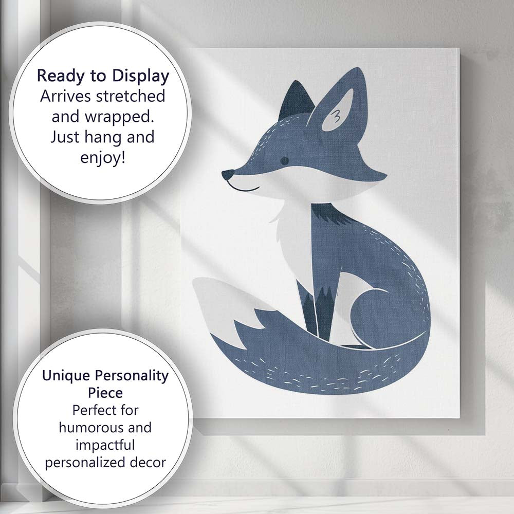 Cute Sitting Fox Woodland Animal Illustration Canvas Wall Art Print Decor Picture Ready to Hang
